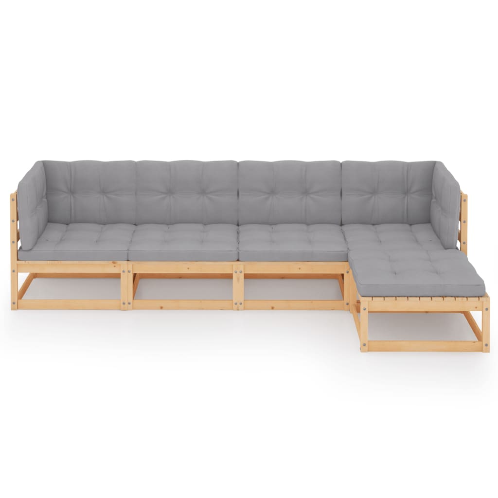Set Divani Da Giardino 5 Pz Con Cuscini Legno Massello Di Pino - Image 3