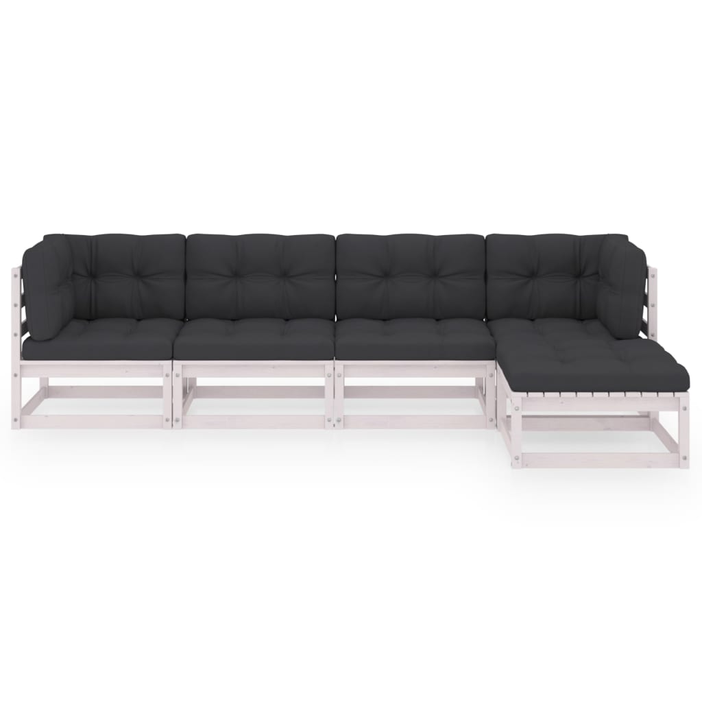 Set Divani Da Giardino 5 Pz Con Cuscini Legno Massello Di Pino - Image 3