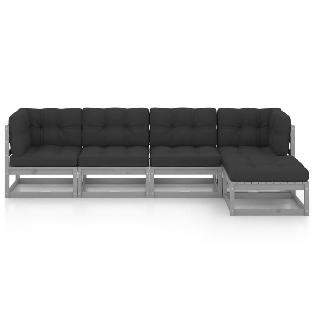 Set Divani Da Giardino 5 Pz Con Cuscini Legno Massello Di Pino - Image 3