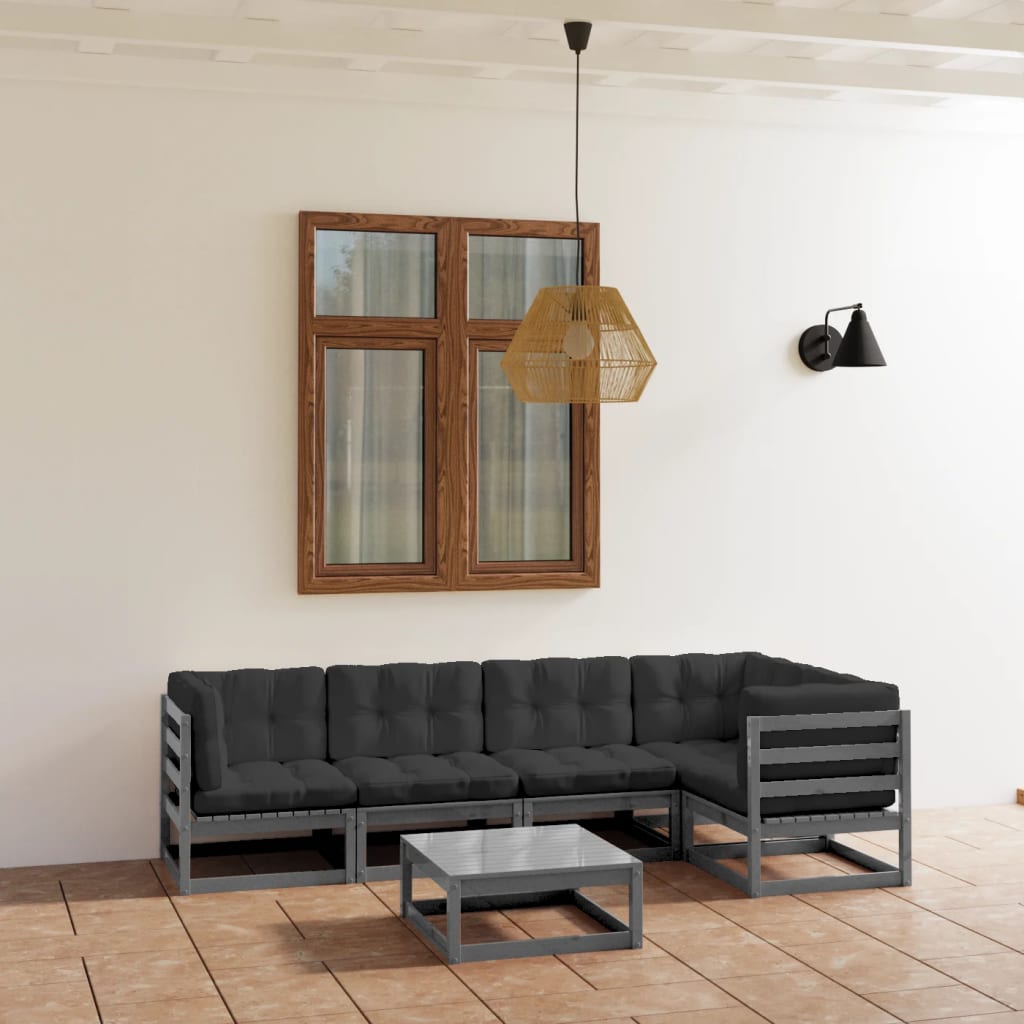 Set Divani Da Giardino 6 Pz Con Cuscini Legno Massello Pino