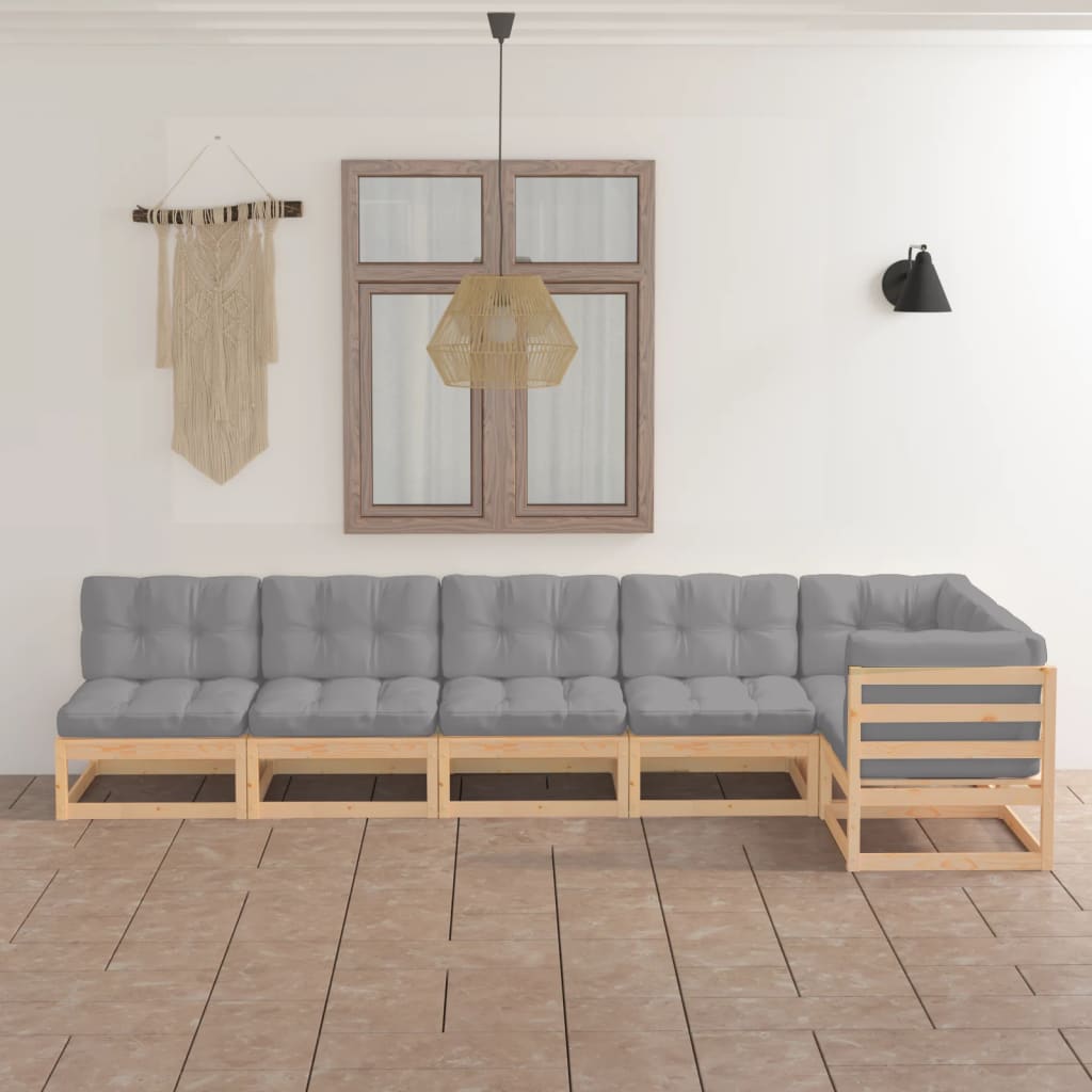 Set Divani Da Giardino 6 Pz Con Cuscini Legno Massello Di Pino