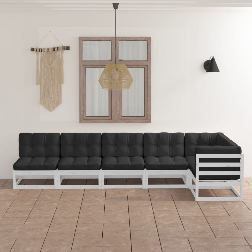 Set Divani Da Giardino 6 Pz Con Cuscini Legno Massello Di Pino