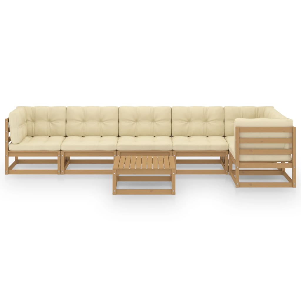 Set Divani Da Giardino 7 Pz Con Cuscini Legno Massello Di Pino - Image 3