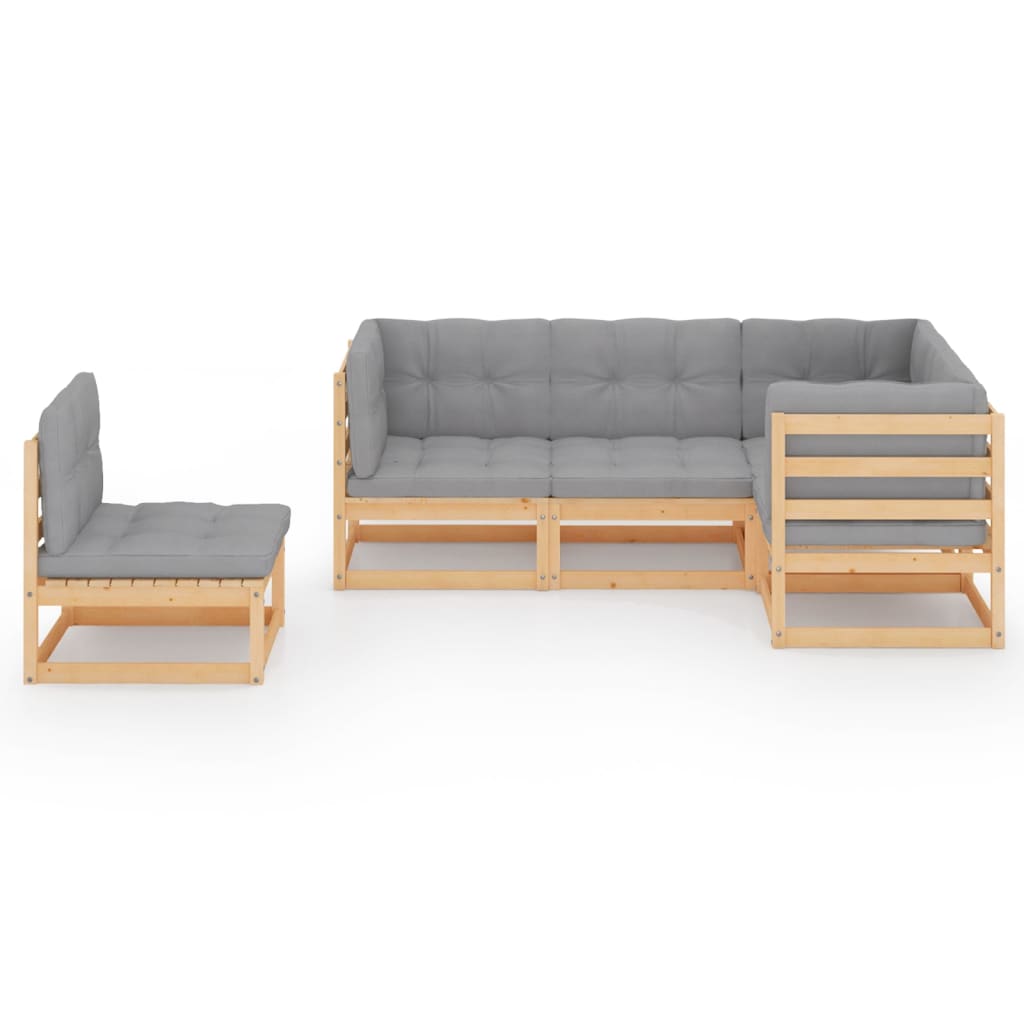 Set Divani Da Giardino 5 Pz Con Cuscini Legno Massello Di Pino - Image 3