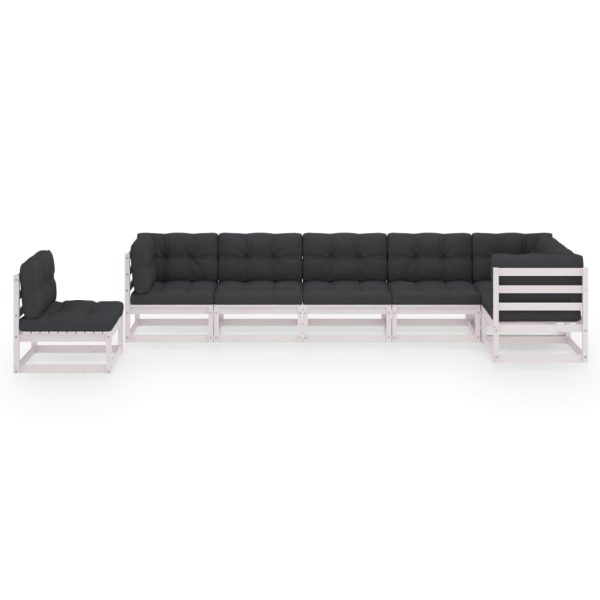 Set Salotto Giardino 7 Pz Cuscini Antracite Legno Massello Pino - Image 3