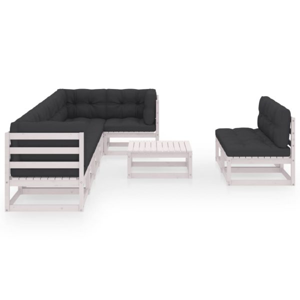 Set Salotto Giardino 9 Pz Cuscini Antracite Legno Massello Pino - Image 3