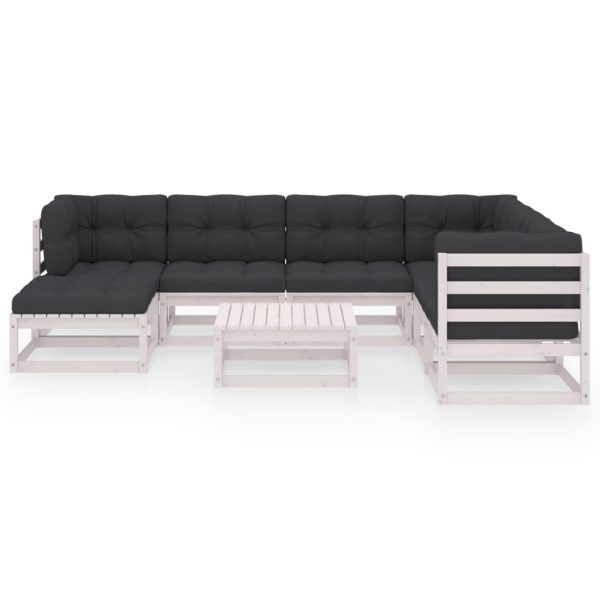 Set Salotto Giardino 8 Pz Cuscini Antracite Legno Massello Pino - Image 3