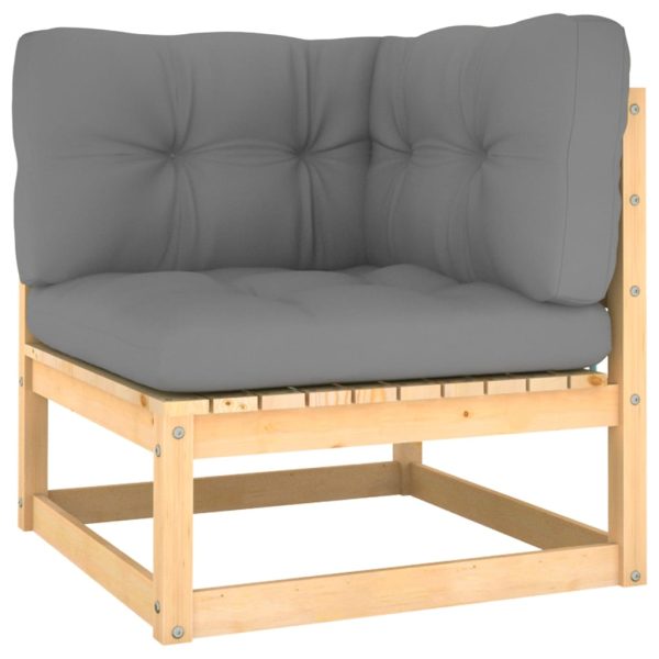 Set Salotto Giardino 10pz Cuscini Antracite Legno Massello Pino - Image 4