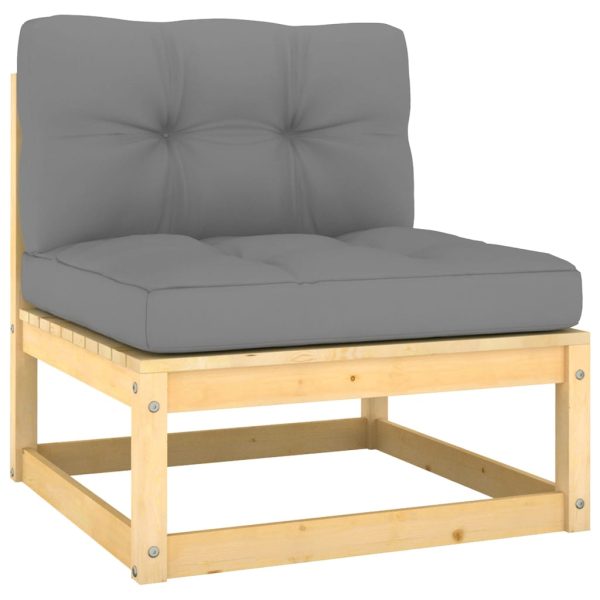 Set Salotto Giardino 10pz Cuscini Antracite Legno Massello Pino - Image 5