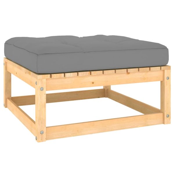 Set Salotto Giardino 10pz Cuscini Antracite Legno Massello Pino - Image 6
