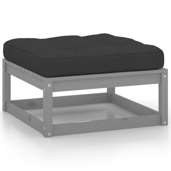 Set Divani Da Giardino 10pz Con Cuscini Grigio Massello Di Pino - Image 5