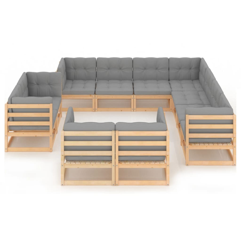 Set Divani Giardino 11 Pz Con Cuscini In Legno Massello Di Pino - Image 3