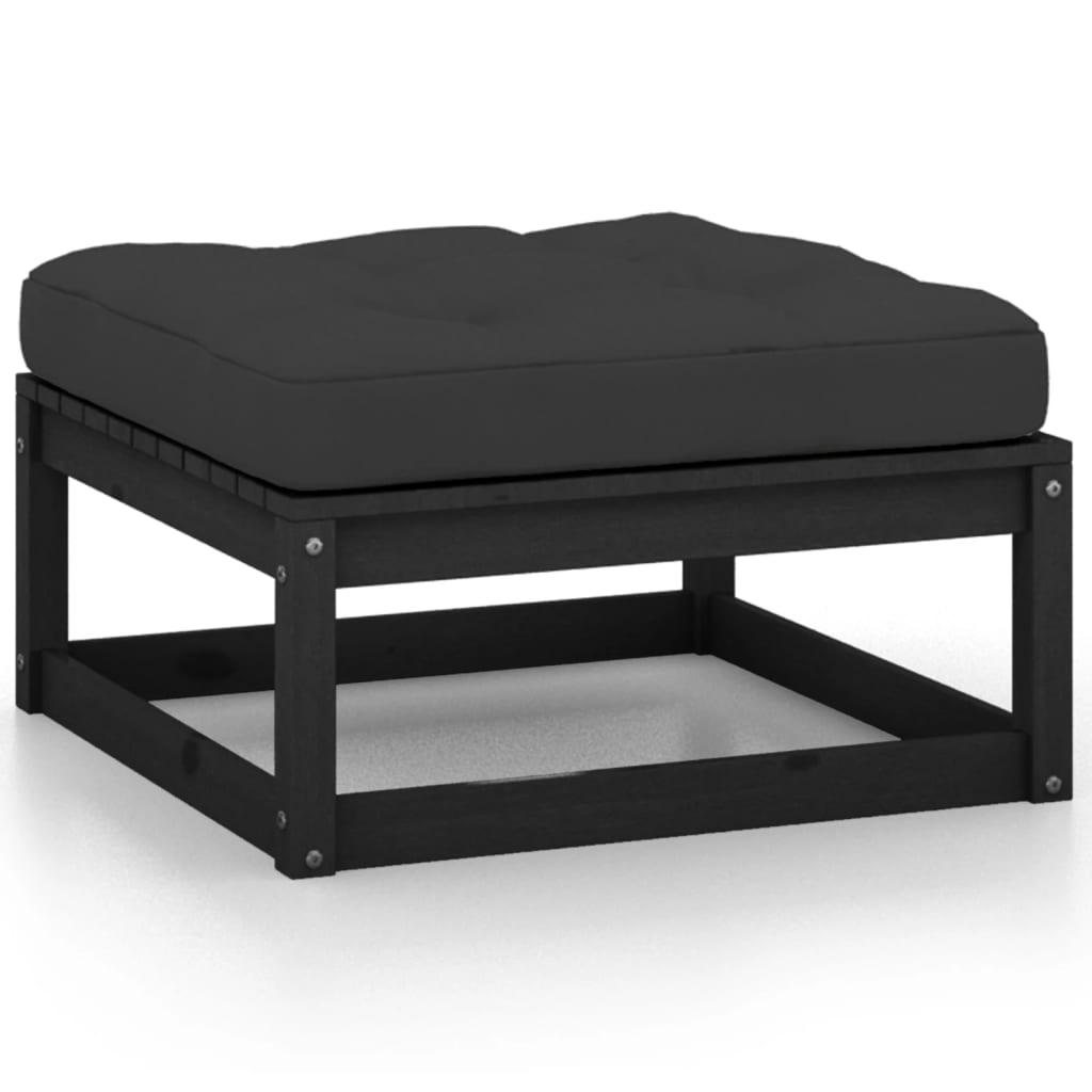 Set Divani Da Giardino 7 Pz Con Cuscini In Pino Massello Nero - Image 6