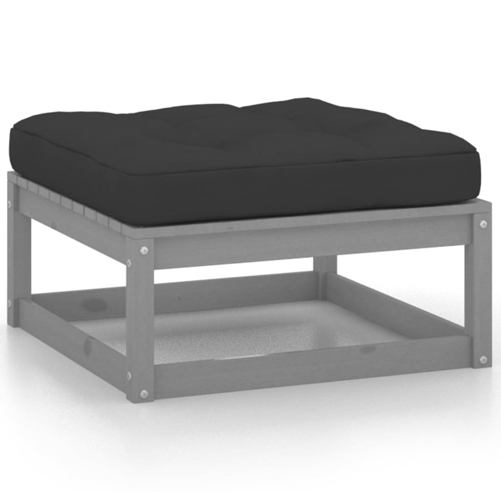 Set Divani Da Giardino 9 Pz Con Cuscini Grigio Massello Di Pino - Image 6
