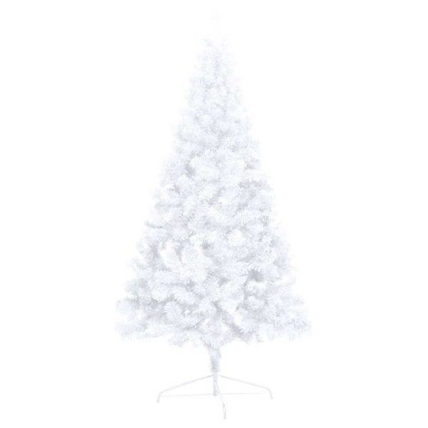 Albero Di Natale A Metà Preilluminato Con Palline Bianco 240 cm - Image 5