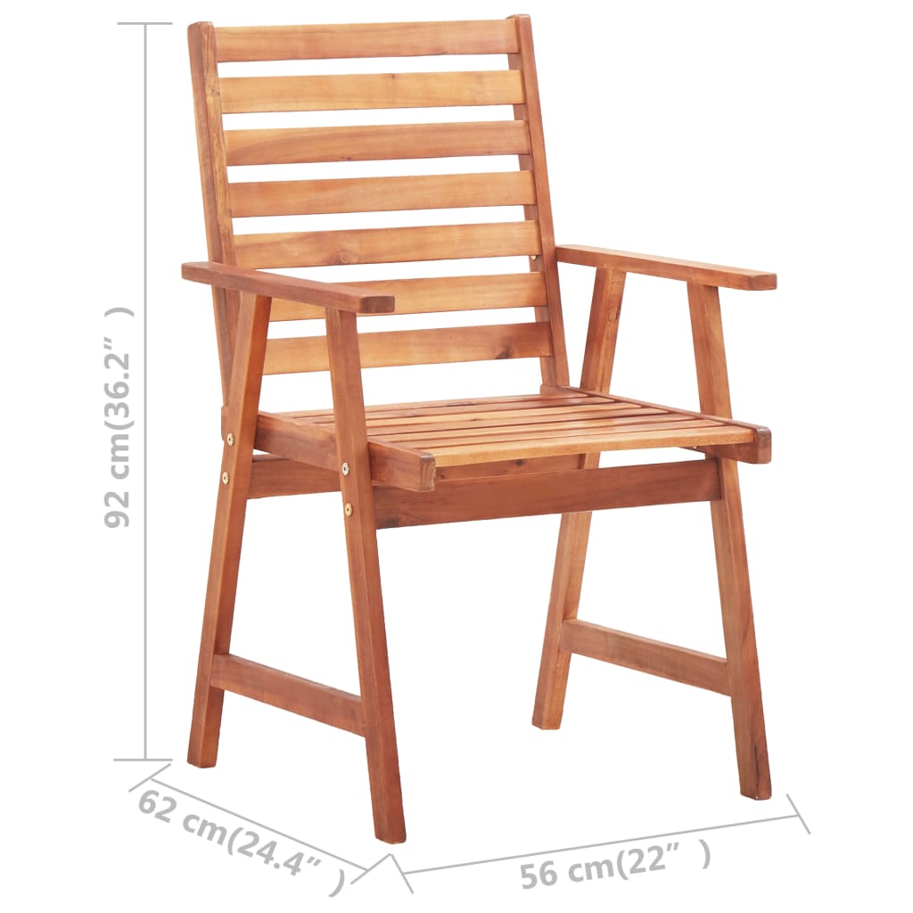 Sedie Da Pranzo Da Esterni Con Cuscini 4 Pz Massello Di Acacia - Image 6
