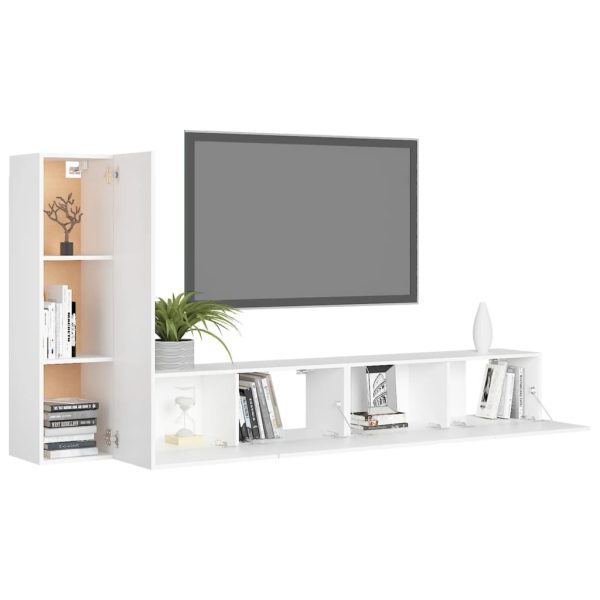 Set Mobili Porta Tv 3 Pz Bianco In Legno Multistrato - Image 3