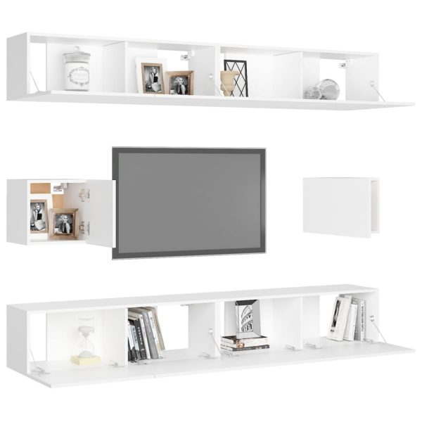 Set Mobili Porta Tv 6 Pz Bianco In Legno Multistrato - Image 3