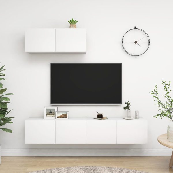 Mobili Tv 3 Pz Bianchi In Legno Multistrato