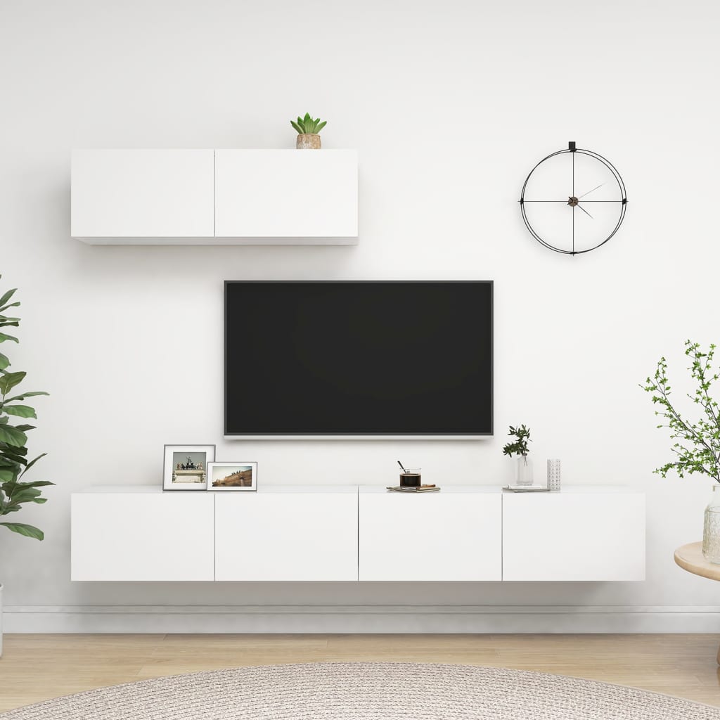Mobili Porta Tv 3 Pz Bianchi In Legno Multistrato