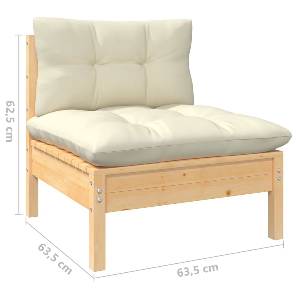 Set Divani Da Giardino 10 Pz Con Cuscini Crema Massello Di Pino - Image 6