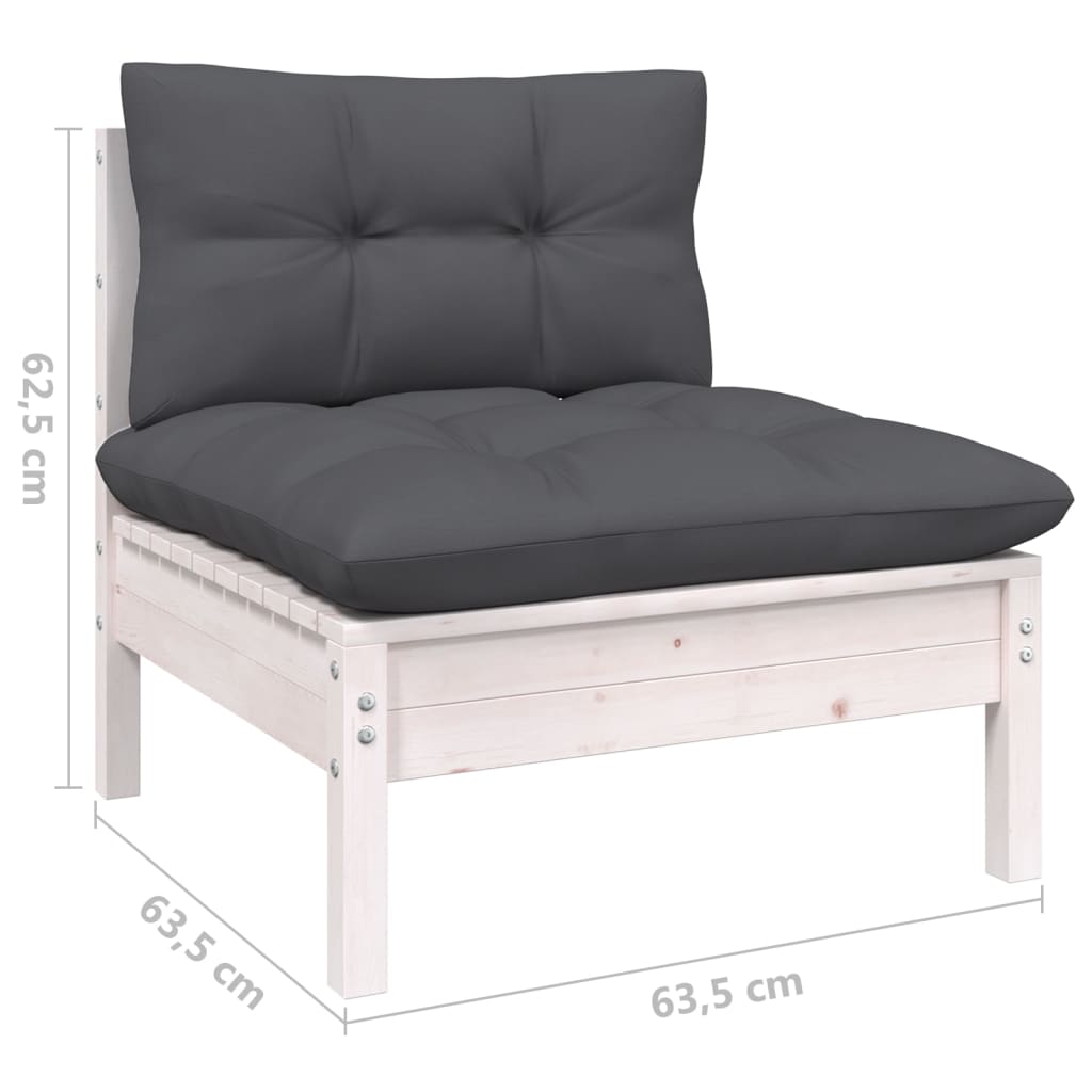 Set Divani Da Giardino 8 Pz Con Cuscini Bianchi Legno Di Pino - Image 6