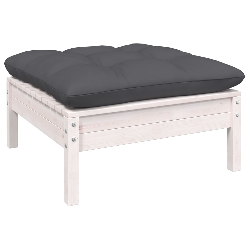 Set Divani Da Giardino 9 Pz Con Cuscini Bianchi Legno Di Pino - Image 6