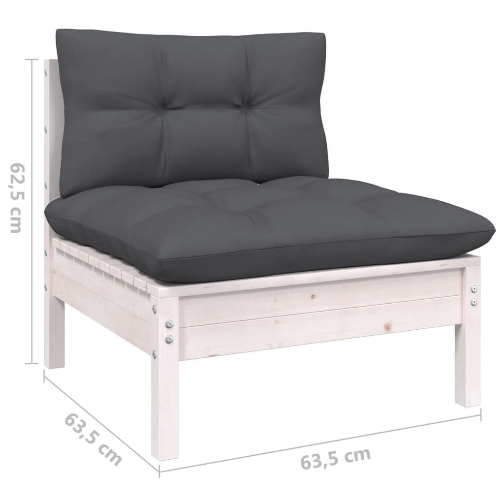 Set Divani Da Giardino 12 Pz Con Cuscini Bianchi Legno Di Pino - Image 6