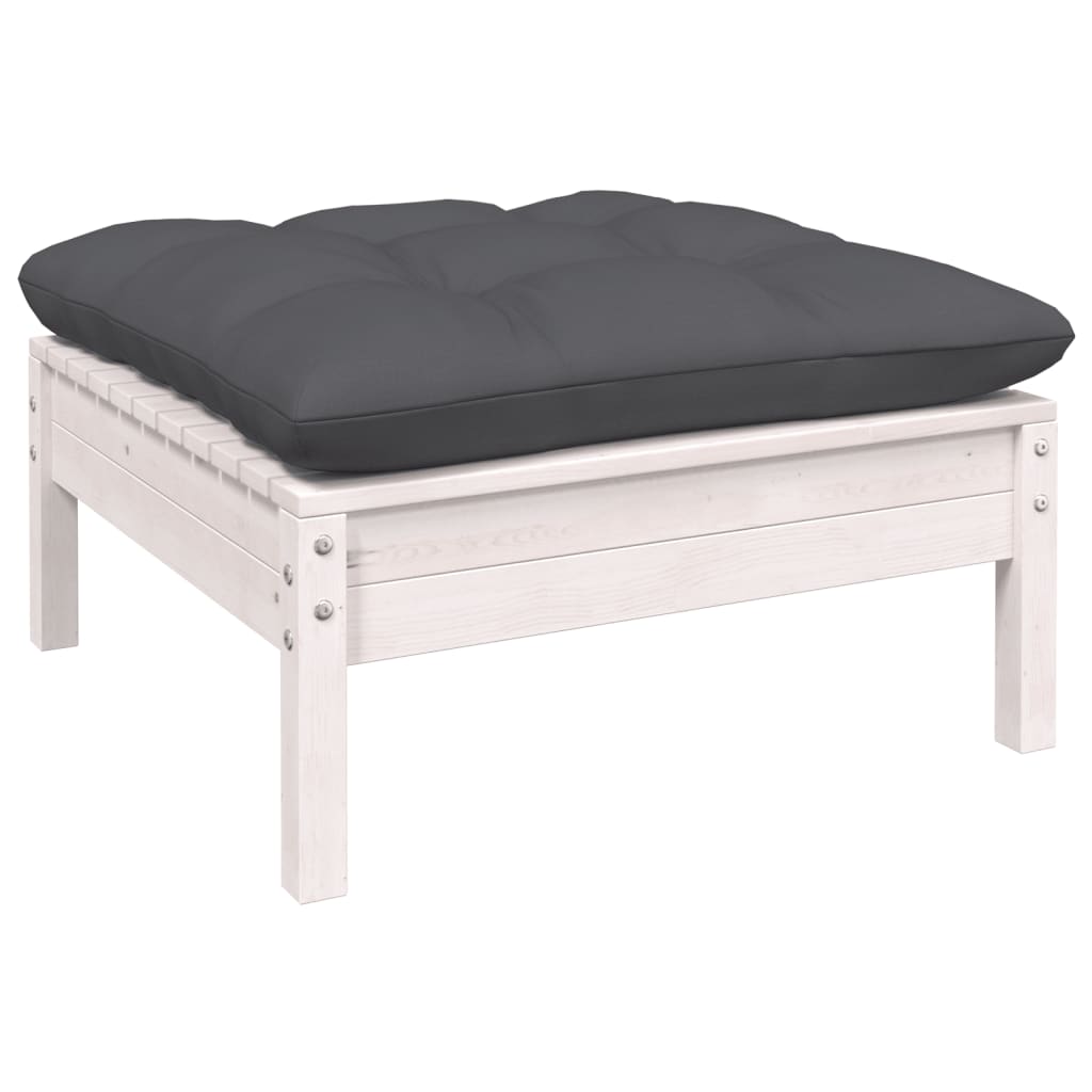 Set Divani Da Giardino 9 Pz Con Cuscini Bianchi In Legno Pino - Image 6