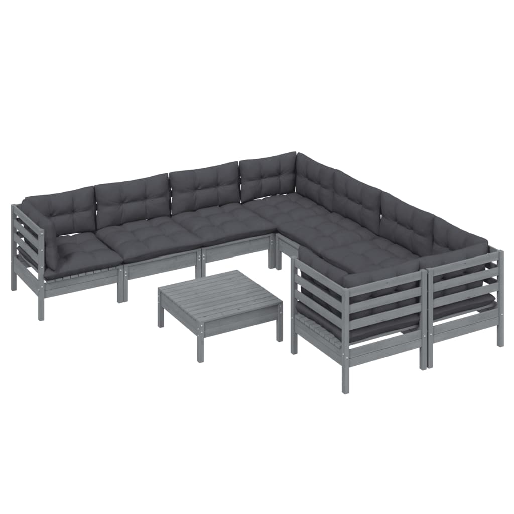 Set Divani Da Giardino 9 Pz Con Cuscini Legno Massello Di Pino - Image 3