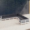 Set Divani Da Giardino 10 Pz Con Cuscini Bianchi Legno Di Pino