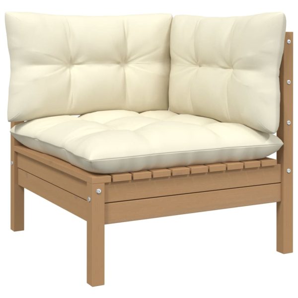 Set Salotto Giardino 10pz Con Cuscini Marrone Ambra Legno Pino - Image 3