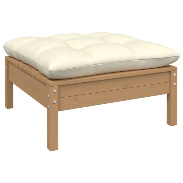 Set Salotto Giardino 10pz Con Cuscini Marrone Ambra Legno Pino - Image 5