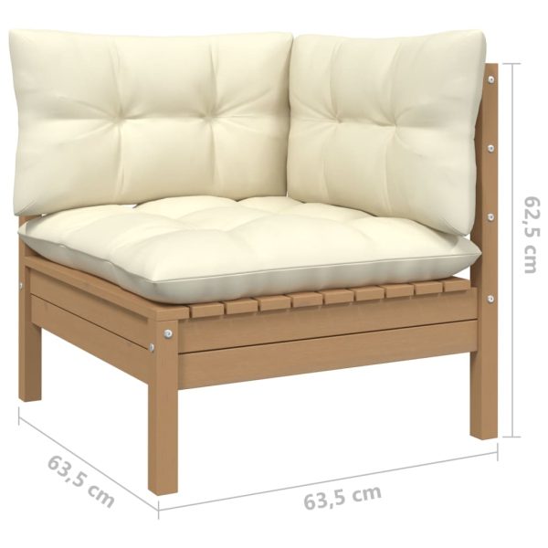 Set Salotto Giardino 10pz Con Cuscini Marrone Ambra Legno Pino - Image 6