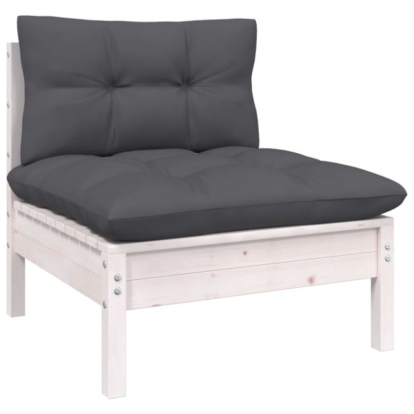 Set Divani Da Giardino 9 Pz Con Cuscini Bianchi Legno Di Pino - Image 6