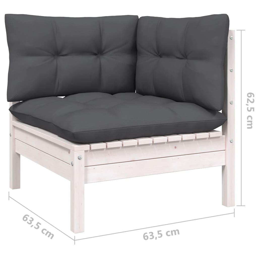 Set Divani Da Giardino 9 Pz Con Cuscini Bianchi Legno Di Pino - Image 6