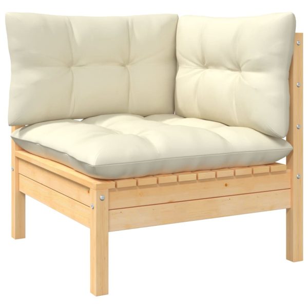 Set Salotto Da Giardino 9 Pz Con Cuscini Crema In Legno Di Pino - Image 4