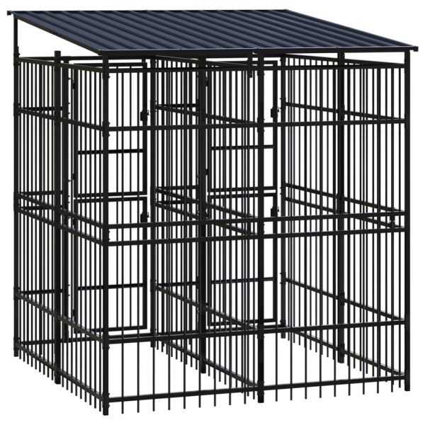 Gabbia Per Cani Da Esterno Con Tetto In Acciaio 3,69 m² - Image 4