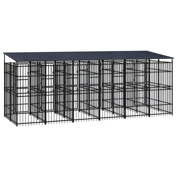 Gabbia Per Cani Da Esterno Con Tetto In Acciaio 11,06 m² - Image 4
