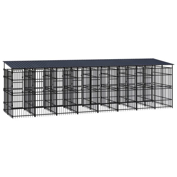 Gabbia Per Cani Da Esterno Con Tetto In Acciaio 14,75 m² - Image 4