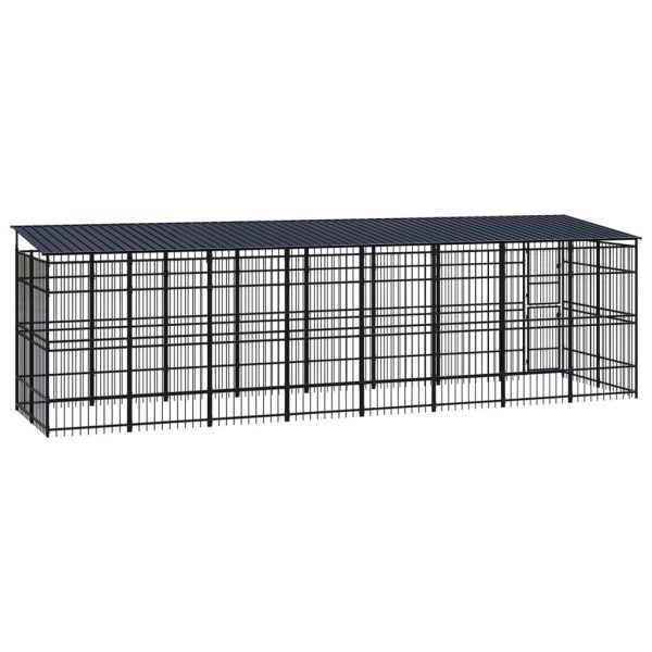 Gabbia Per Cani Da Esterno Con Tetto In Acciaio 14,75 m² - Image 4