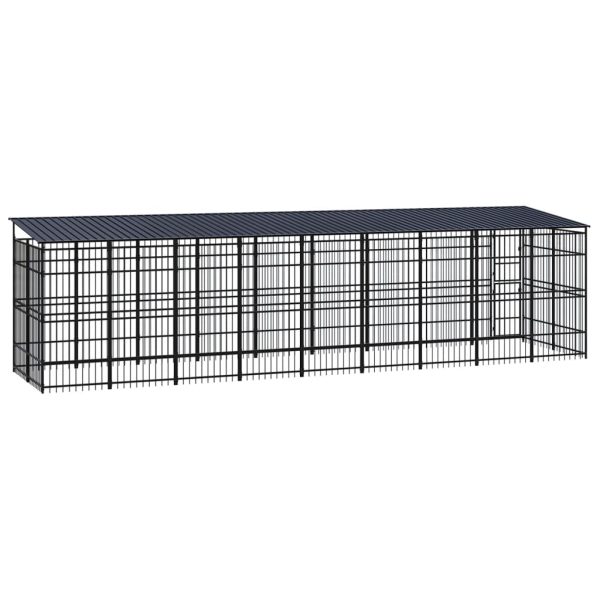 Gabbia Per Cani Da Esterno Con Tetto In Acciaio 16,59 m² - Image 4