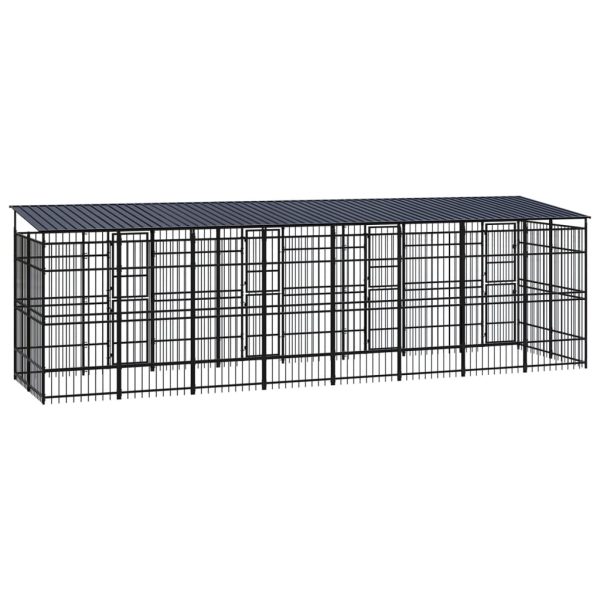 Gabbia Per Cani Da Esterno Con Tetto In Acciaio 14,75 m² - Image 4