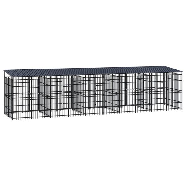 Gabbia Per Cani Da Esterno Con Tetto In Acciaio 18,43 m² - Image 4