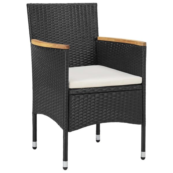 Set Mobili Da Pranzo Per Giardino 3 Pz Polyrattan Nero - Image 3