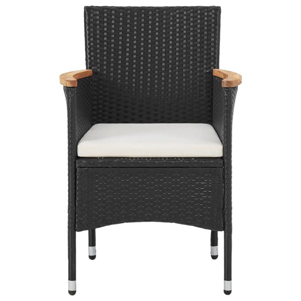 Set Mobili Da Pranzo Per Giardino 3 Pz Polyrattan Nero - Image 4