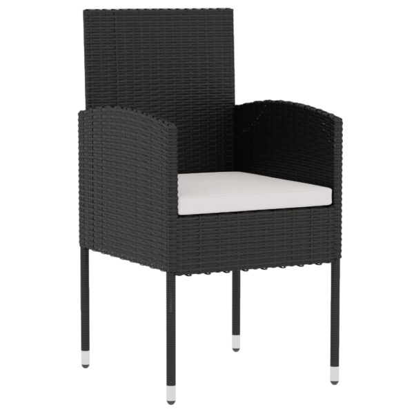 Set Mobili Da Pranzo Per Giardino 3 Pz Polyrattan Nero - Image 3