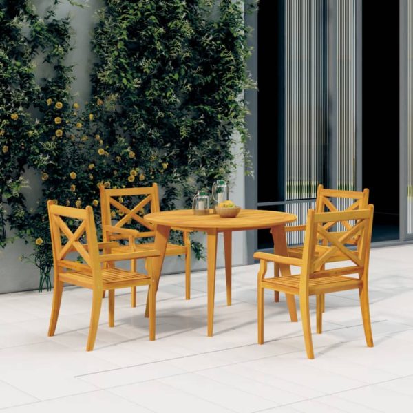 Sedie Da Pranzo Per Esterni 4pz Grigio Legno Massello Di Acacia