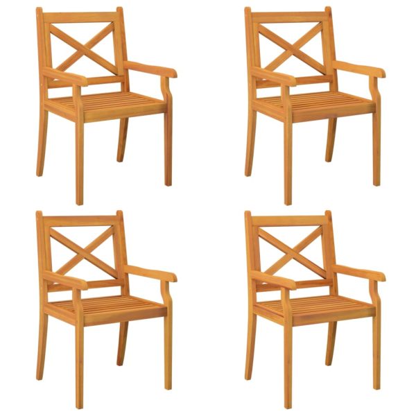 Sedie Da Pranzo Per Esterni 4pz Grigio Legno Massello Di Acacia - Image 2