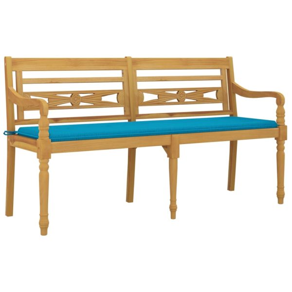 Panchina Batavia Con Cuscino Blu 150 Cm Legno Massello Teak - Image 3